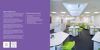 CDM and HS services
If you are a client under the CDM Regulations, you
are considered a ‘Duty Holder’.With this role comes
a number of obligations or duties with respect to
your construction project that must be fulfilled to
ensure legal compliance.
As a client, you are not expected to be a
construction expert, however, your role is one of
upmost importance having regard to the health
a safety of those constructing your project and
maintaining it into the future.
We offer bespoke CDM solutions for projects,
including fulfilling the Duty Holder role of Principal
Designer, assisting the client and design teams as
CDM Advisor as well as well as providing on site
support for contractors.
Operating across a wide geographical area, we
have extensive expertise with respect to CDM and
health and safety services obtained on a wide
range of projects since the introduction of the new
CDM Regulations in 2015.
Whether your requirement extends simply to advice
or necessitates the appointment of a Principal
Designer, we can select a representative whose
experience provides a best fit for your project type.
Our CDM and HS services include:
▪▪ Pre-construction information packs
▪▪ F10 notification
▪▪ Construction phase plan review
▪▪ Health and safety file production
▪▪ Design team meeting attendance
▪▪ Residual risk register review or production
▪▪ On-site health and safety inspections
▪▪ CDM advice resource
▪▪ Client briefing sessions
▪▪ Competency/ capability assessments
St George’s Church of England School
New science block
 