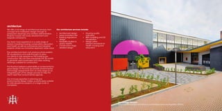 architecture
We offer a full range of architectural services, from
concept and masterplan design, through to
production drawings and contract administration.
Projects include new build, refurbishment and
bespoke conversions.
Our team have experience in a wide range of
sectors, including housing, conservation, education
and health as well as commercial and industrial
projects, where our innovative approach adds value.
	
The architectural team can produce photo-realistic
3D visualisations and walk-throughs to allow
our clients to fully experience the building pre-
construction.We can then re-purpose the 3D model
to generate well-coordinated and clear working
drawings, suitable for construction.
	
The Practice believes sustainability is fundamental to
good design.To this end, we provide environmental
and energy assessments from an early stage as an
integrated part of the design process to help the
client meet their environmental agenda.
	
Our in-house expertise in planning and
environmental design makes us particularly suitable
for inter-disciplinary projects of a large scale or
complexity.
▪▪ Architectural design
▪▪ Lead consultant role
▪▪ Building regulations
design
▪▪ Feasibility studies to
assess viability
▪▪ Construction stage
detailed design
▪▪ Housing quality
indicators
▪▪ BIM modelling and 3D
visualisation
▪▪ Design within
relevant standards for
health, housing and
education.
City College,Norwich
New build for learners with Profound and Multiple Learning Disabilities (PMLD)
Our architecture services include:
 