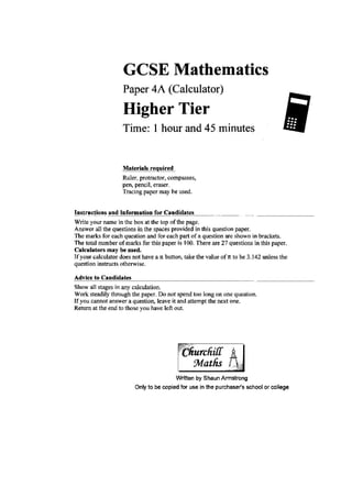 Practice paper 4 a higher model solutions
