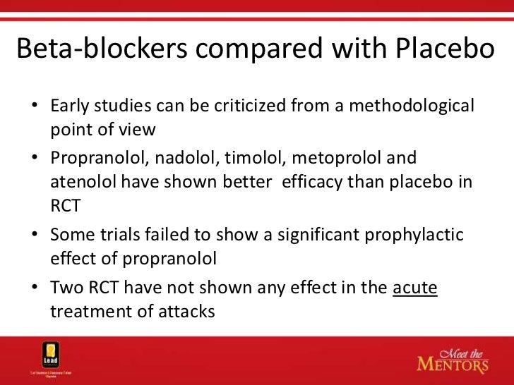 Stopping propranolol for migraines nadolol vs