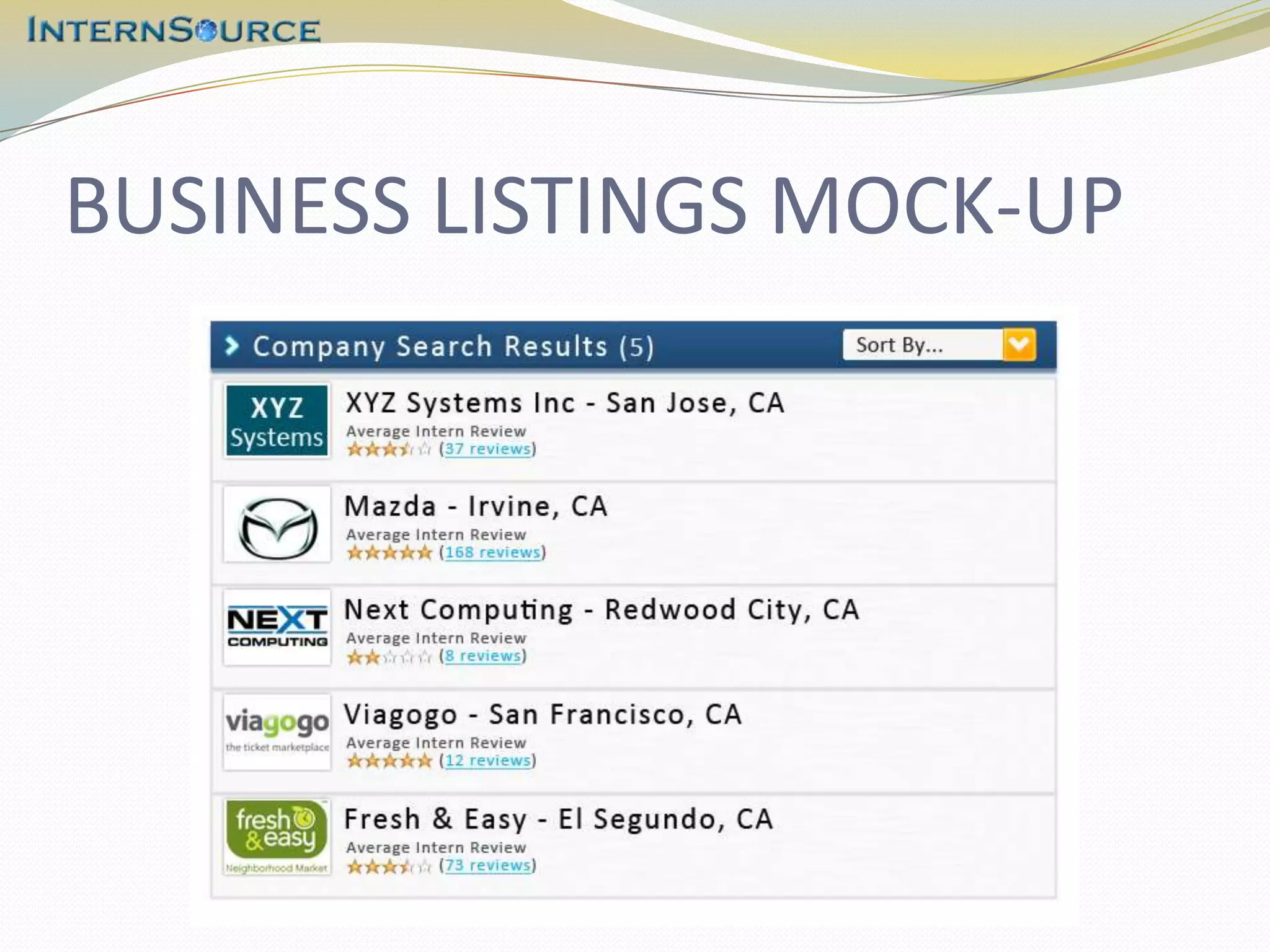 BUSINESS LISTINGS MOCK-UP
 