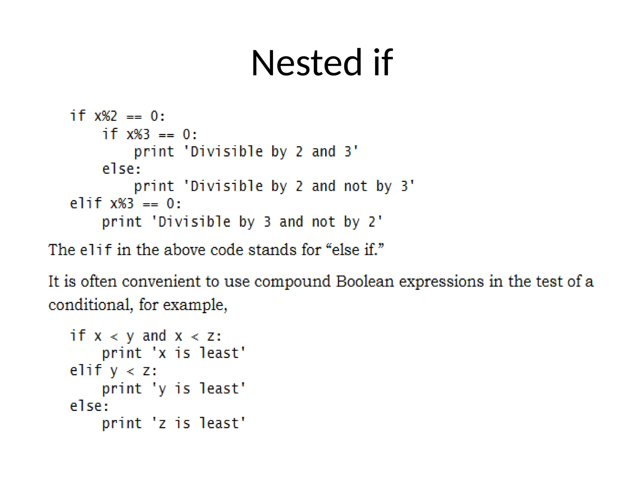 Nested if
 