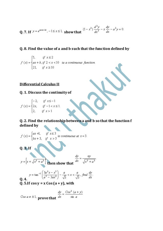 Practice Questions Calculus Xii
