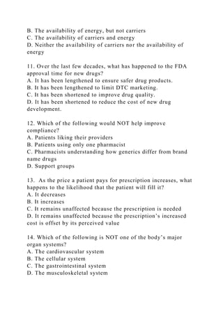 Practice Quiz for Napsrx1. How are drugs sorted into therapeutic.docx