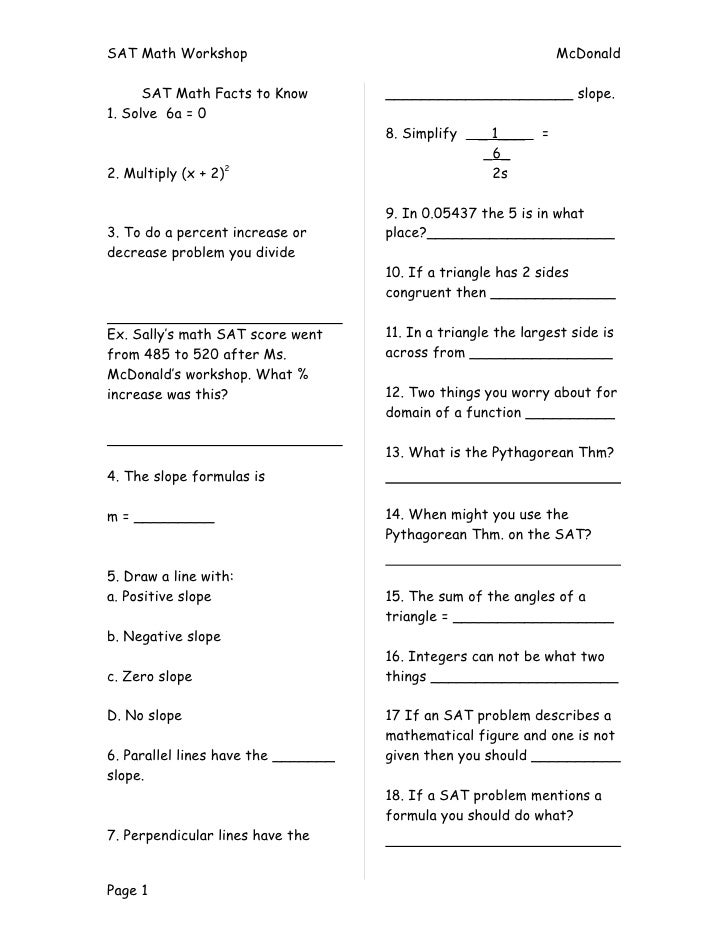 Practice sat math questions