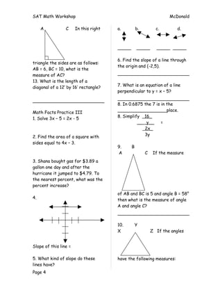 Practice sat math questions | DOC