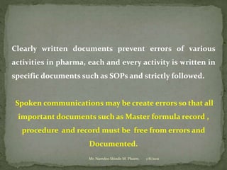 Practice school session on "GOOD Documentation Practices" dated 08.01.2021 by Mr. Namdeo Shinde