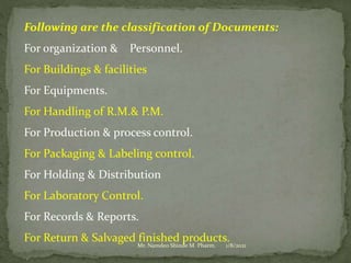 Practice school session on "GOOD Documentation Practices" dated 08.01.2021 by Mr. Namdeo Shinde