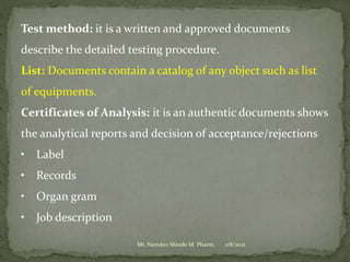 Practice school session on "GOOD Documentation Practices" dated 08.01.2021 by Mr. Namdeo Shinde