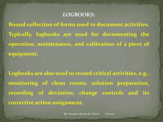 Practice school session on "GOOD Documentation Practices" dated 08.01.2021 by Mr. Namdeo Shinde