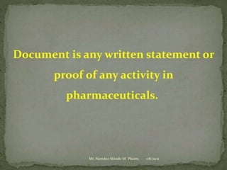 Practice school session on "GOOD Documentation Practices" dated 08.01.2021 by Mr. Namdeo Shinde