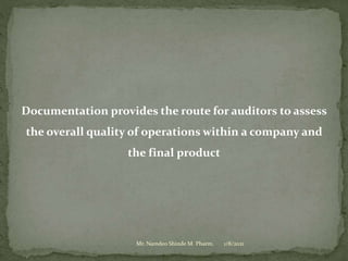 Practice school session on "GOOD Documentation Practices" dated 08.01.2021 by Mr. Namdeo Shinde