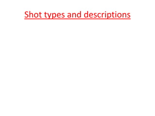 Shot types and descriptions 
 