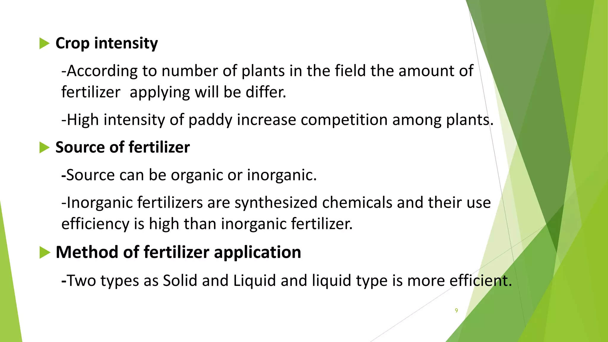 Practices to be adapted to improve fertilizer use efficiency in rice ...