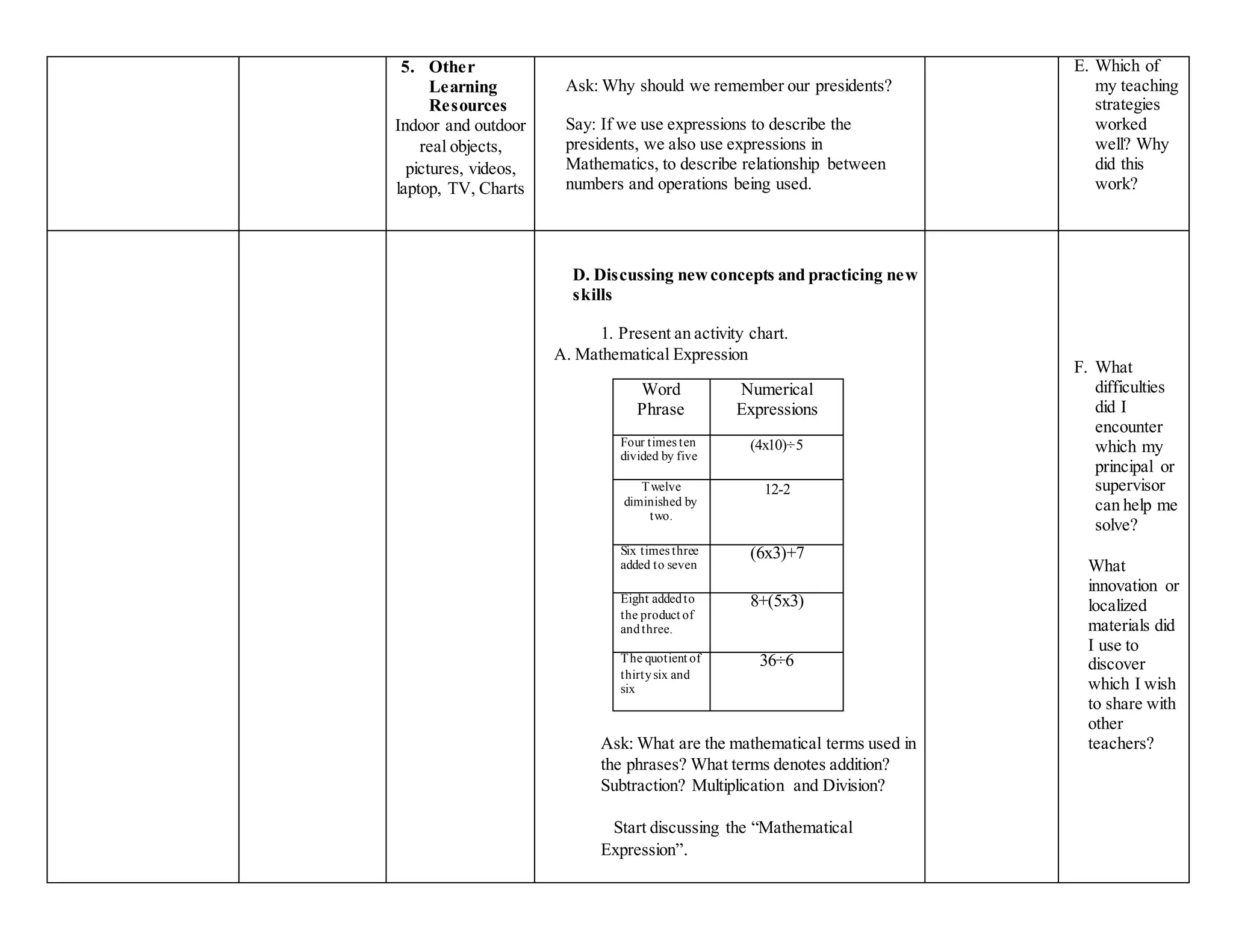 Differentiates expression from equation, Translate word phrase to ...