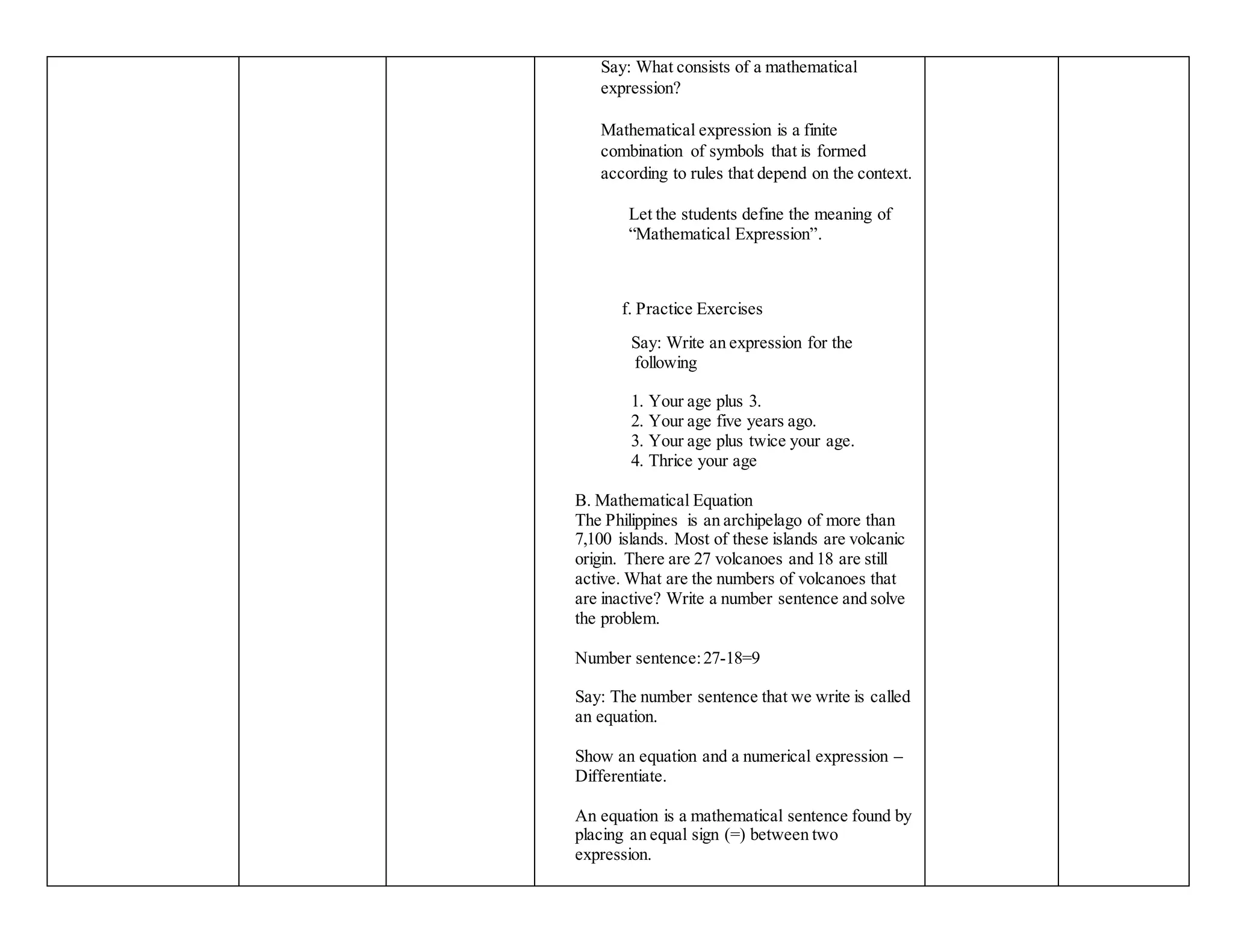 Differentiates expression from equation, Translate word phrase to ...