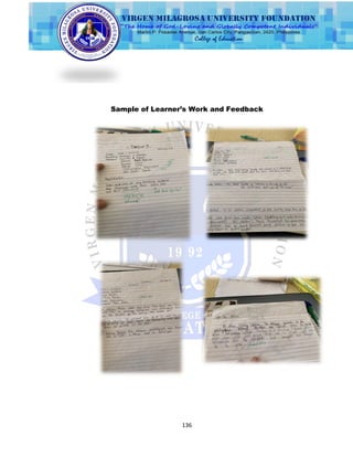 136
Sample of Learner’s Work and Feedback
 