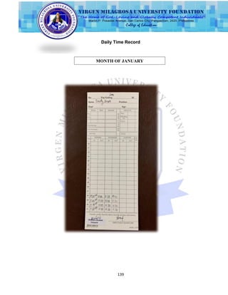 139
Daily Time Record
MONTH OF JANUARY
 