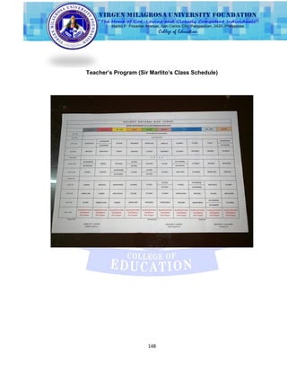 148
Teacher’s Program (Sir Marlito’s Class Schedule)
 