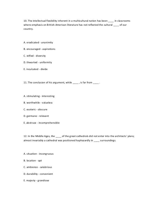 Practice test 1 sentence completion.
