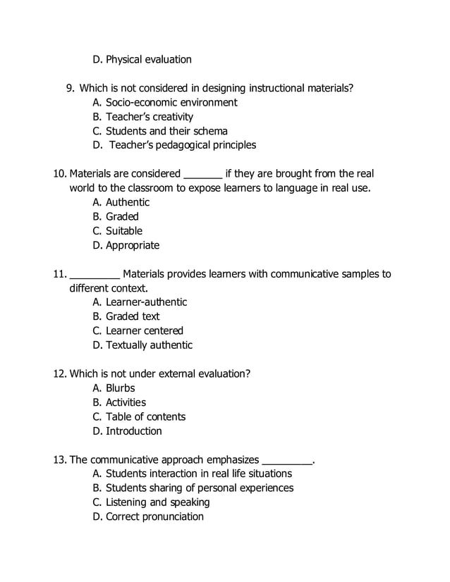 LET Practice test in Professional Education-Instructional Materials | PDF