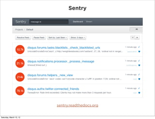 Sentry




                         sentry.readthedocs.org


Saturday, March 10, 12
 