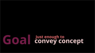 Goal convey concept
Just enough to
 