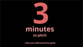 minutes
to pitch
3
How you addressed the goals
 