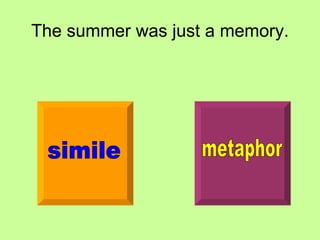 The summer was just a memory. simile metaphor 