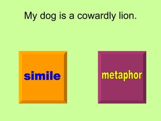 My dog is a cowardly lion. simile metaphor 