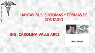 ING.CAROLINAVALLE
HANTAVIRUS: SÍNTOMAS Y FORMAS DE
CONTAGIO
ING. CAROLINA VALLE ARCE
 