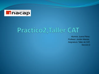 Alumna: Juana Pérez.
Profesor: Jordán Masías .
Asignatura: Taller de CAT.
Seccion:2
 