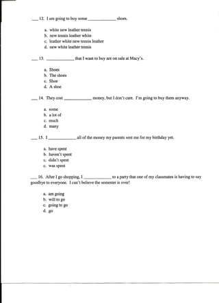 Intermediate Grammar Final Test | PDF