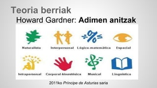 Teoria berriak 
Howard Gardner: Adimen anitzak 
2011ko Príncipe de Asturias saria 
 