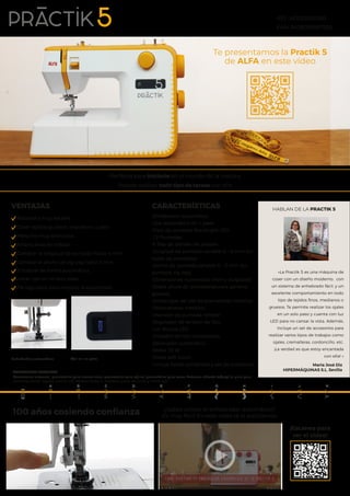 Te presentamos la Practik 5
de ALFA en este vídeo
REF: A002300000
EAN: 8436016687928
HABLAN DE LA PRACTIK 5
Maria José Diz...