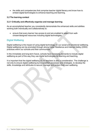 Teacher Digital Literacy Framework (january-2023-draft) | PDF