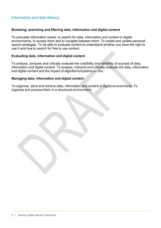 Teacher Digital Literacy Framework (january-2023-draft) | PDF