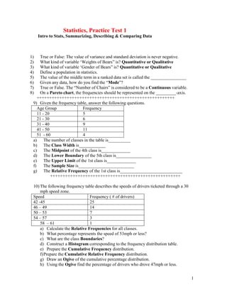 Practive test 1 | PDF