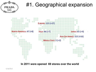 #1. Geographical expansion




            In 2011 were opened 69 stores over the world
5/18/2012
 