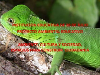 INSTITUCION EDUCATIVA DE 20 DE JULIO PROYECTO AMBIENTAL EDUCATIVO   AMBIENTE, CULTURA Y SOCIEDAD, ESPACIOS PARA CONSTRUIR  CIUDADANIA   