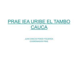 PRAE IEA URIBE EL TAMBO
CAUCA
JUAN CARLOS PONCE FIGUEROA
COORDINADOR PRAE
 