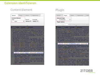 Extension identifizieren

    Content-Element        Plugin
 