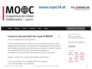 www.cope14.at
Jutta Pauschenwein & Doris Kiendl-Wendner 10Lessons Learned – cope14 MOOC
 