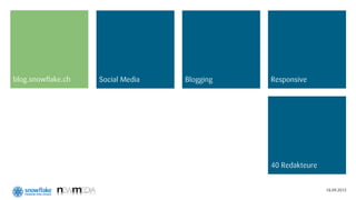 blog.snowflake.ch   Social Media   Blogging   Responsive




                                              40 Redakteure


                                                              18.09.2012
 