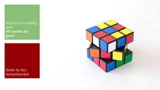 Auch wenn es knifflig
wird:
Wir beraten Sie
gerne!




Danke für Ihre
Aufmerksamkeit


                        18.09.2012
 