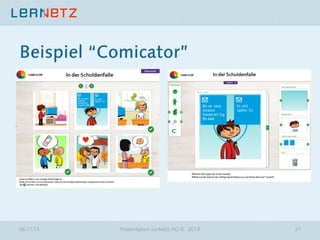 Beispiel “Comicator”

06.11.13

Präsentation LerNetz AG © 2013

21

 