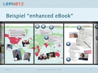 Beispiel “enhanced eBook”

06.11.13

Präsentation LerNetz AG © 2013

22

 