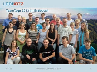 TeamTage 2013 im Entlebuch

06.11.13	
  

Präsentation LerNetz AG © 2013

8	
  

 