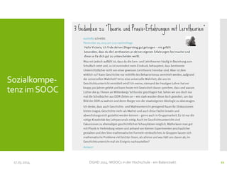 Sozialkompe-
tenz imSOOC
17.03.2014 DGHD 2014: MOOCs in der Hochschule - ein Balanceakt. 21
 