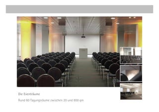 Die Eventräume
Rund 60 Tagungsräume zwischen 20 und 800 qm
 